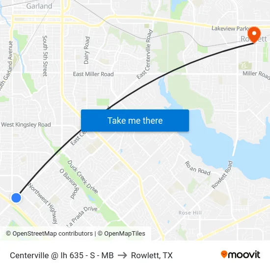 Centerville @ Ih 635 - S - MB to Rowlett, TX map