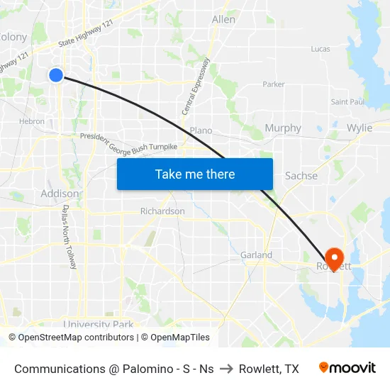 Communications @ Palomino -  S - Ns to Rowlett, TX map