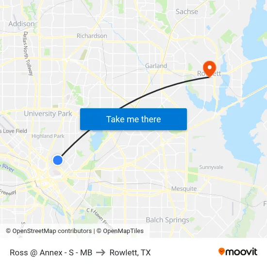 Ross @ Annex - S - MB to Rowlett, TX map