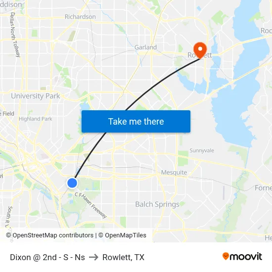 Dixon @ 2nd - S - Ns to Rowlett, TX map