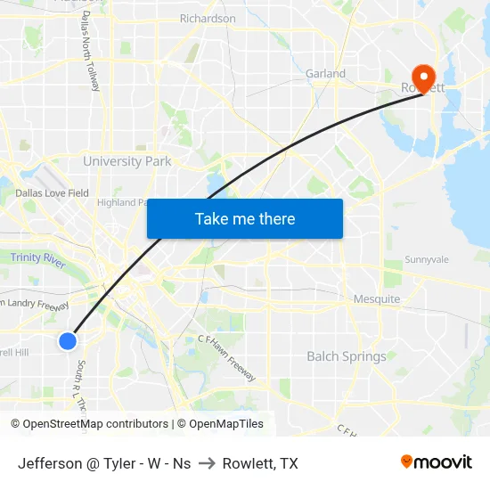 Jefferson @ Tyler - W - Ns to Rowlett, TX map