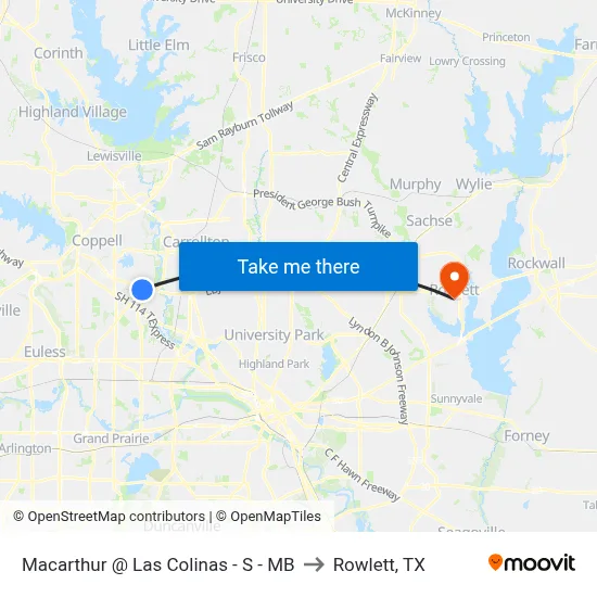 Macarthur @ Las Colinas - S - MB to Rowlett, TX map