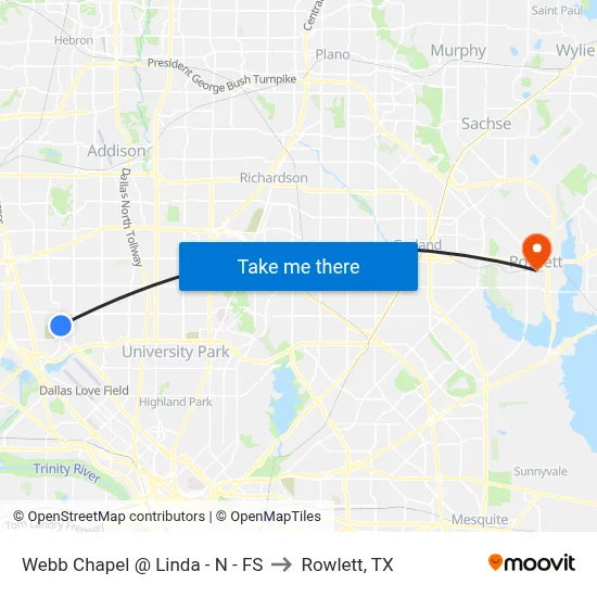 Webb Chapel @ Linda - N - FS to Rowlett, TX map