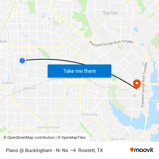 Plano @ Buckingham - N- Ns to Rowlett, TX map