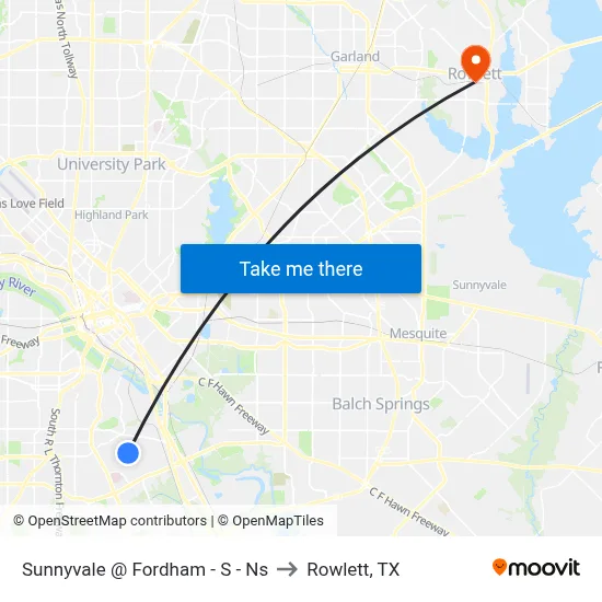 Sunnyvale @ Fordham - S - Ns to Rowlett, TX map
