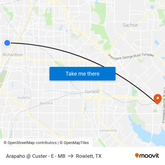 Arapaho @ Custer - E - MB to Rowlett, TX map