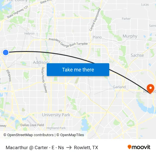 Macarthur @ Carter - E - Ns to Rowlett, TX map