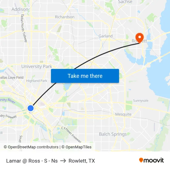 Lamar @ Ross - S - Ns to Rowlett, TX map
