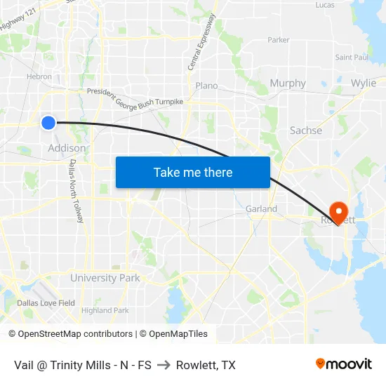 Vail @ Trinity Mills - N - FS to Rowlett, TX map