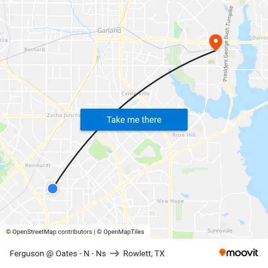 Ferguson @ Oates - N - Ns to Rowlett, TX map