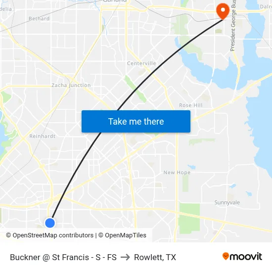 Buckner @ St Francis - S - FS to Rowlett, TX map