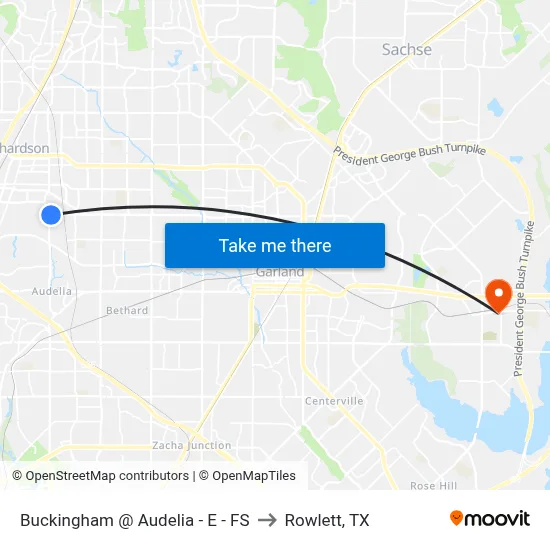 Buckingham @ Audelia - E - FS to Rowlett, TX map