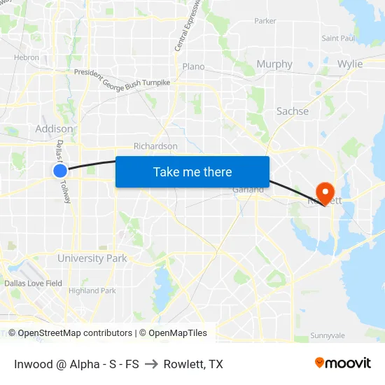 Inwood @ Alpha - S - FS to Rowlett, TX map