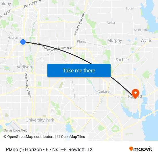 Plano @ Horizon - E - Ns to Rowlett, TX map