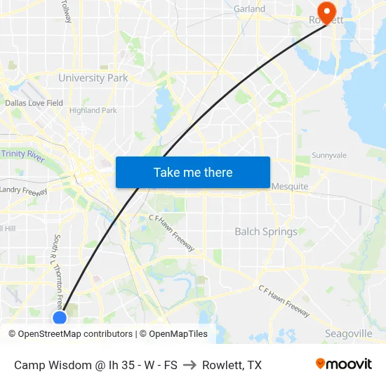 Camp Wisdom @ Ih 35 - W - FS to Rowlett, TX map