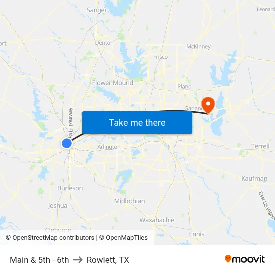 Main & 5th - 6th to Rowlett, TX map