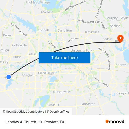 Handley & Church to Rowlett, TX map