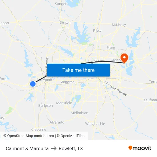 Calmont & Marquita to Rowlett, TX map