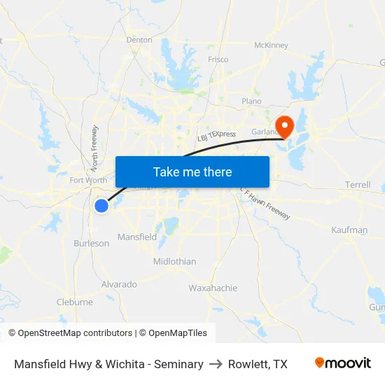 Mansfield Hwy & Wichita - Seminary to Rowlett, TX map
