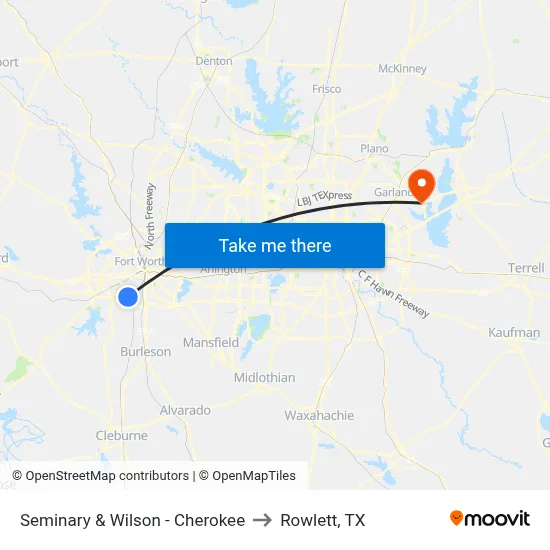 Seminary & Wilson - Cherokee to Rowlett, TX map