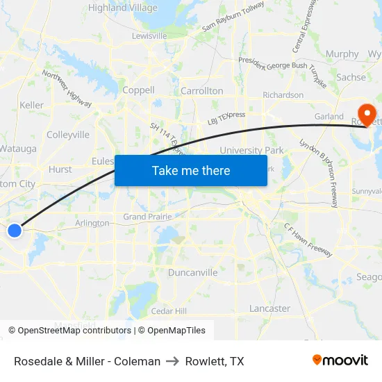 Rosedale & Miller - Coleman to Rowlett, TX map