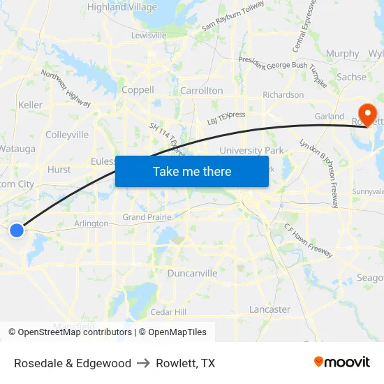 Rosedale & Edgewood to Rowlett, TX map