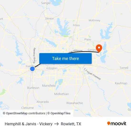Hemphill & Jarvis - Vickery to Rowlett, TX map