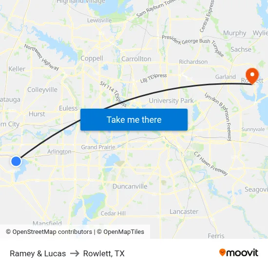 Ramey & Lucas to Rowlett, TX map