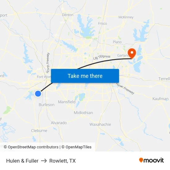 Hulen & Fuller to Rowlett, TX map