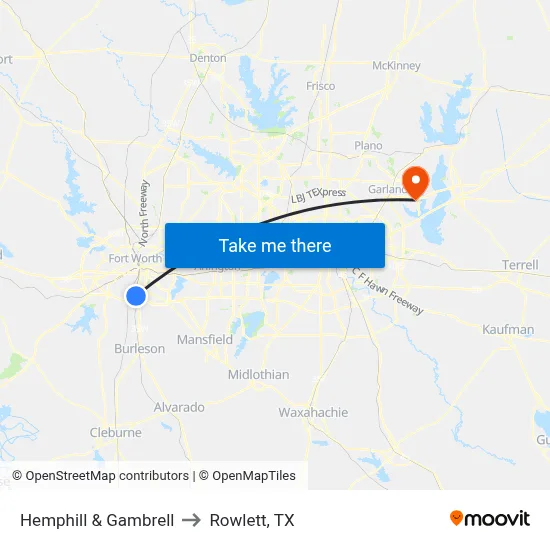 Hemphill & Gambrell to Rowlett, TX map