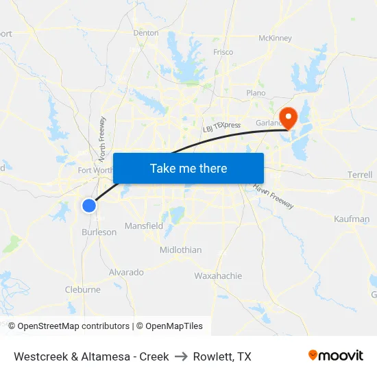 Westcreek & Altamesa - Creek to Rowlett, TX map