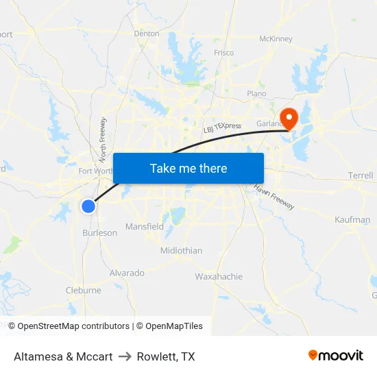 Altamesa & Mccart to Rowlett, TX map