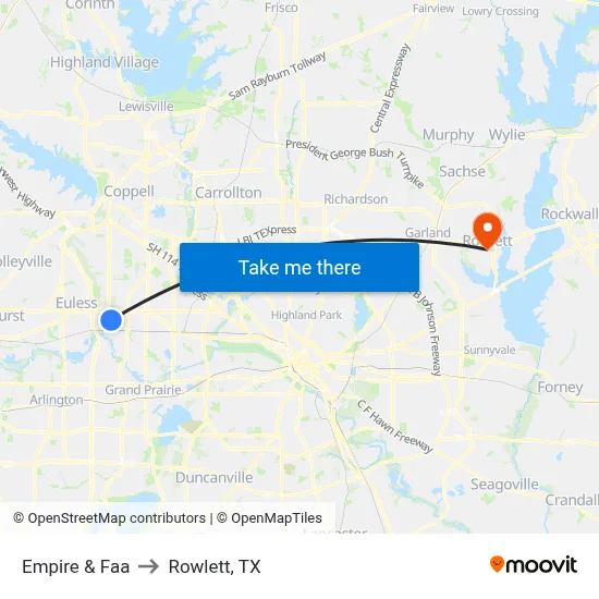 Empire & Faa to Rowlett, TX map