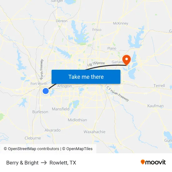 Berry & Bright to Rowlett, TX map