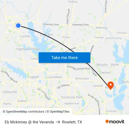 Eb Mckinney @ the Veranda to Rowlett, TX map
