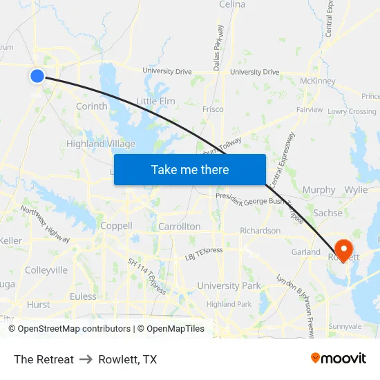 The Retreat to Rowlett, TX map