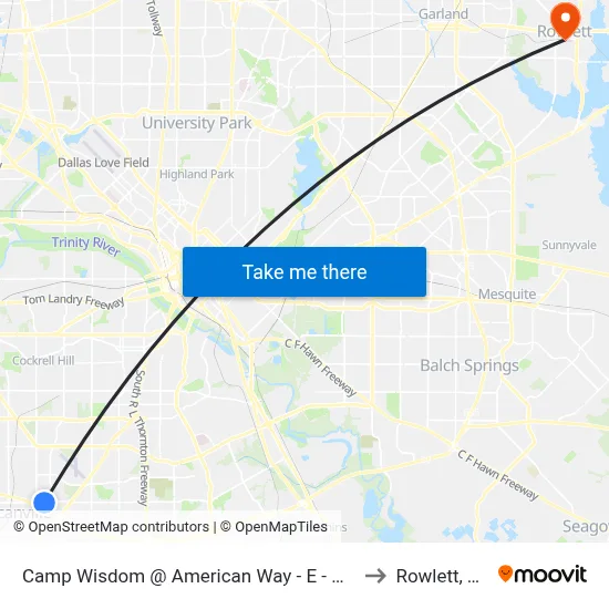 Camp Wisdom @ American Way - E - MB to Rowlett, TX map
