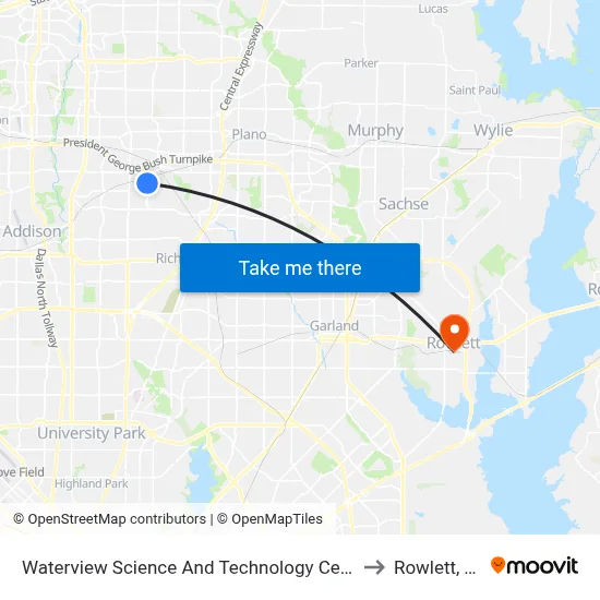 Waterview Science And Technology Center to Rowlett, TX map