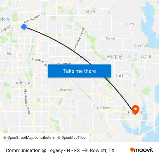 Communication @ Legacy - N - FS to Rowlett, TX map