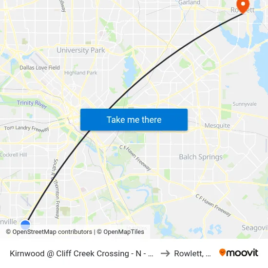 Kirnwood @ Cliff Creek Crossing - N - Ns to Rowlett, TX map