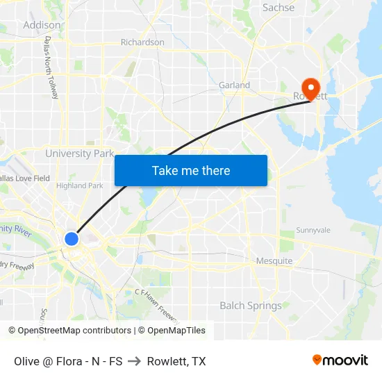 Olive @ Flora - N - FS to Rowlett, TX map