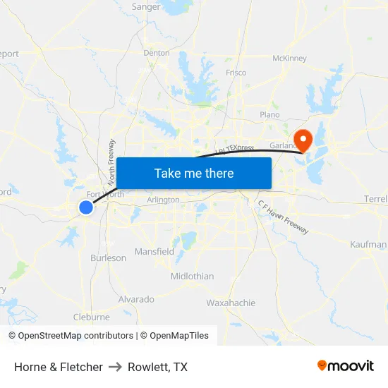 Horne & Fletcher to Rowlett, TX map
