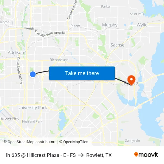Ih 635 @ Hillcrest Plaza - E - FS to Rowlett, TX map