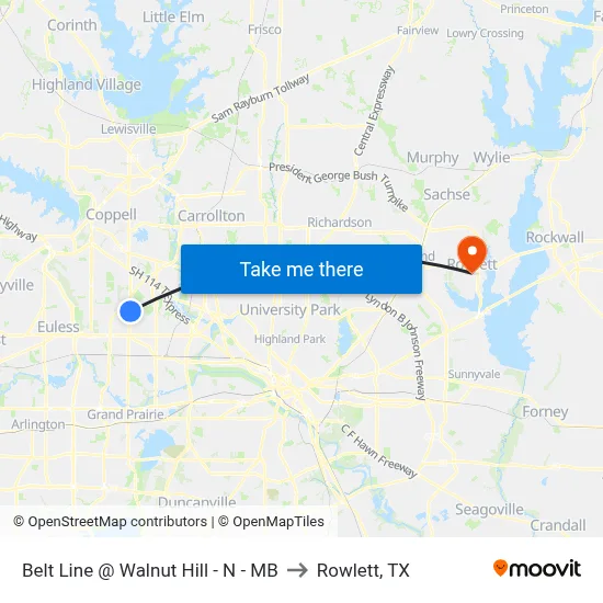 Belt Line @ Walnut Hill - N - MB to Rowlett, TX map