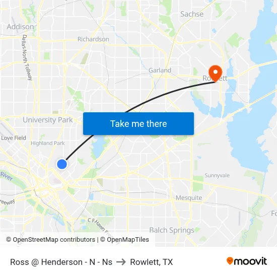 Ross @ Henderson - N - Ns to Rowlett, TX map