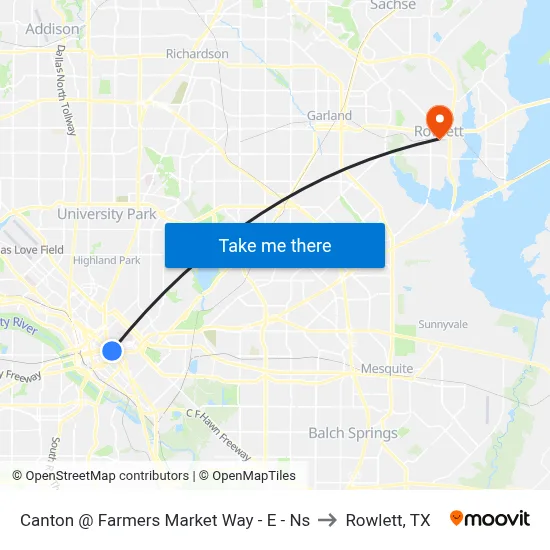 Canton @ Farmers Market Way - E - Ns to Rowlett, TX map