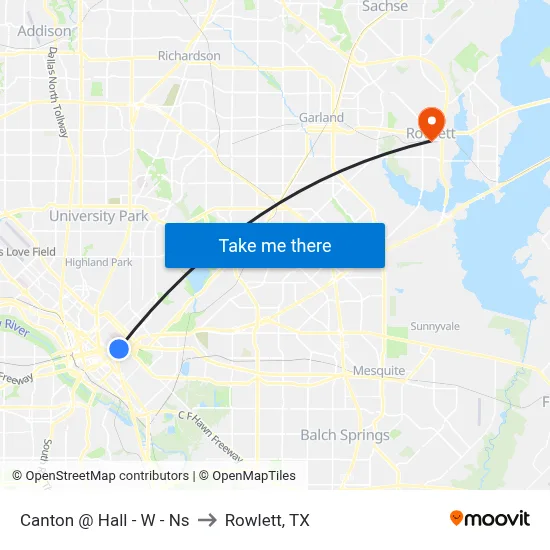 Canton @ Hall - W - Ns to Rowlett, TX map