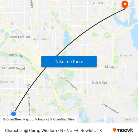Chaucher @ Camp Wisdom - N - Ns to Rowlett, TX map