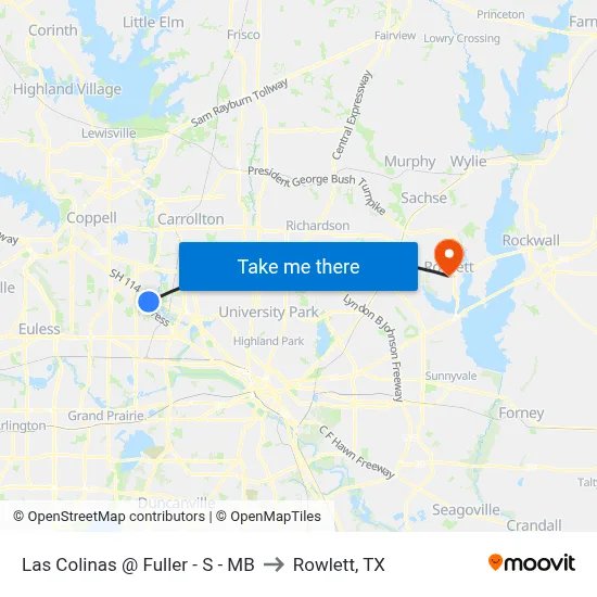 Las Colinas @ Fuller - S - MB to Rowlett, TX map