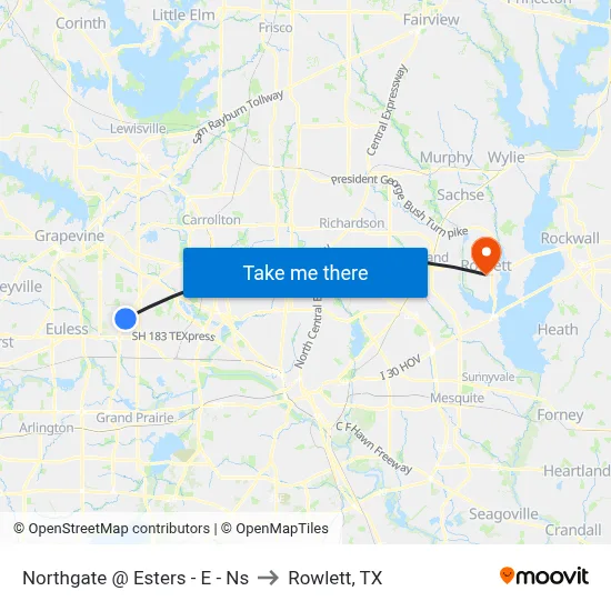 Northgate @ Esters - E - Ns to Rowlett, TX map